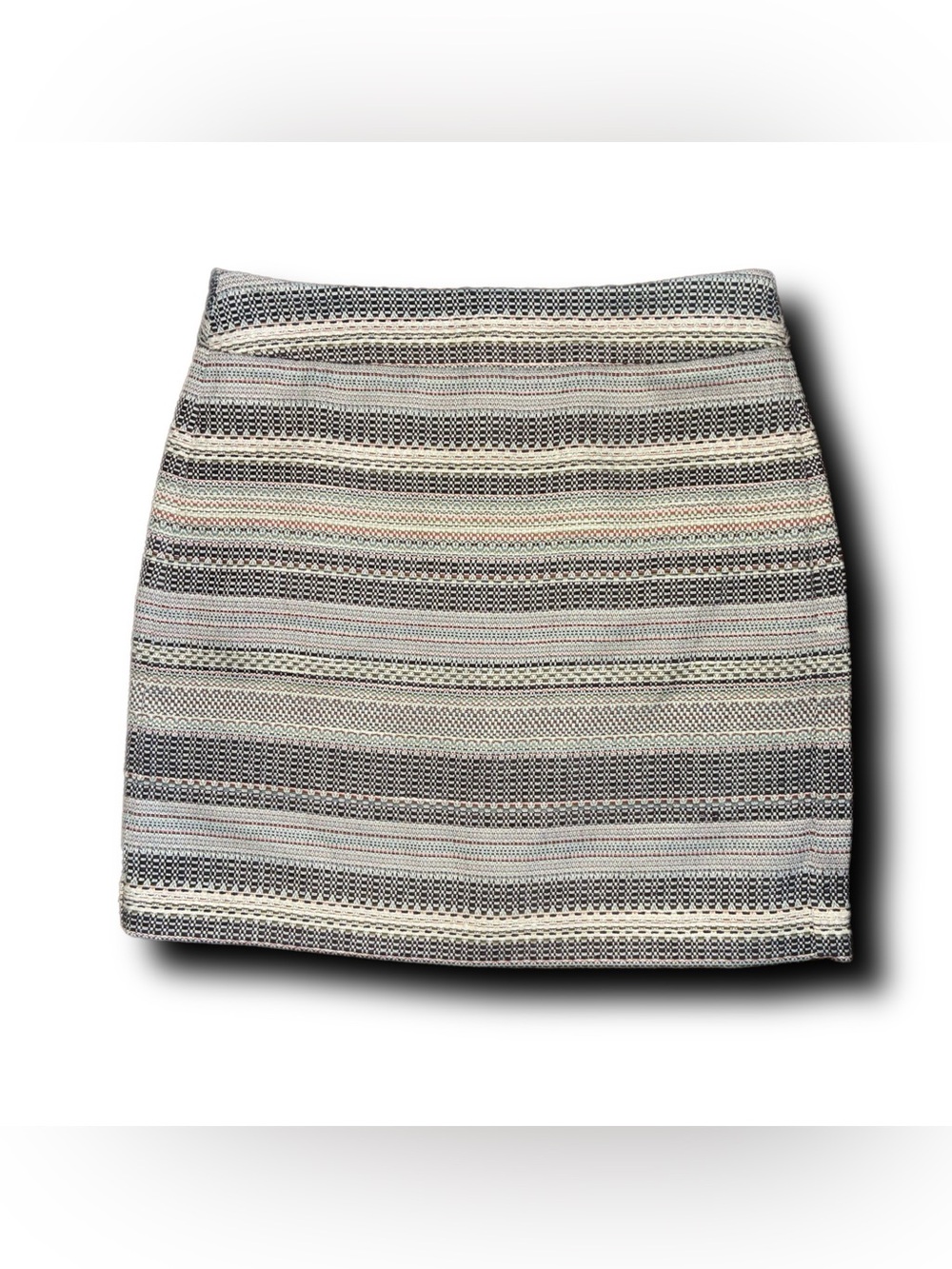 NWT LOFT Striped Woven Tweed Aztec/Southwest Inspired Mini Skirt - Picture 1 of 5